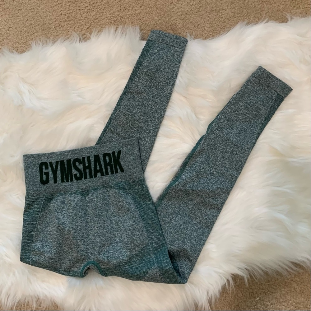 Gymshark Flex High Waisted Seamless Leggings Sz XS Green Marl Activewear Yoga